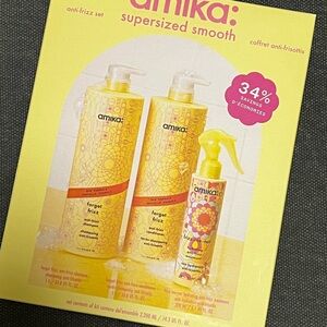 Amika Supersized Smooth Anti-Frizz Shampoo, Conditioner Liters, Leave-in & PUMPS